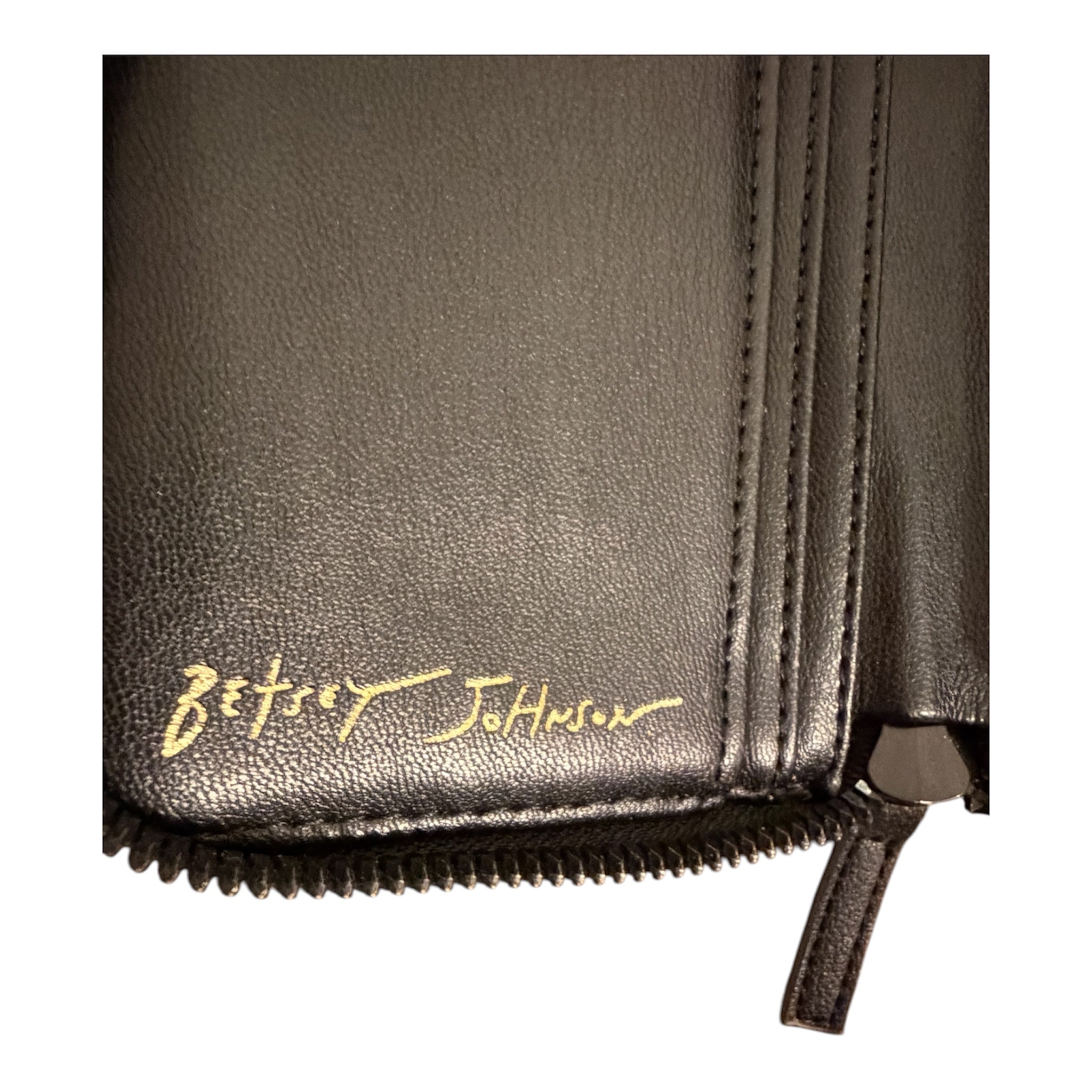 Betsey Johnson Black Quilted Heart Zip-Around Wallet