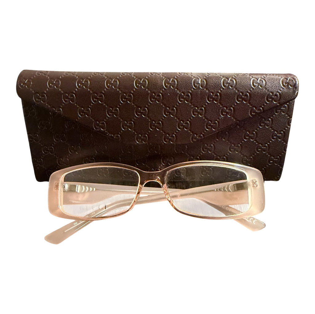 Authentic Vintage Gucci Rose/Pink Acetate Frame & Dark brown Gucci Case 2000’s/ Y2K aesthetic.