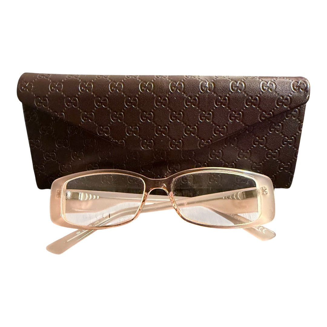 Authentic Vintage Gucci Rose/Pink Acetate Frame & Dark brown Gucci Case 2000’s/ Y2K aesthetic.