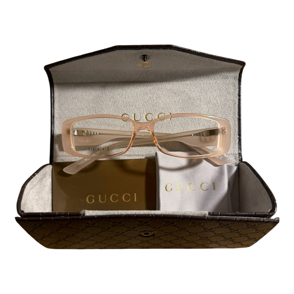 Authentic Vintage Gucci Rose/Pink Acetate Frame & Dark brown Gucci Case 2000’s/ Y2K aesthetic.