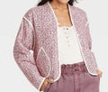 Womens Stylish Floral Quilted Cropped Jacket Size L