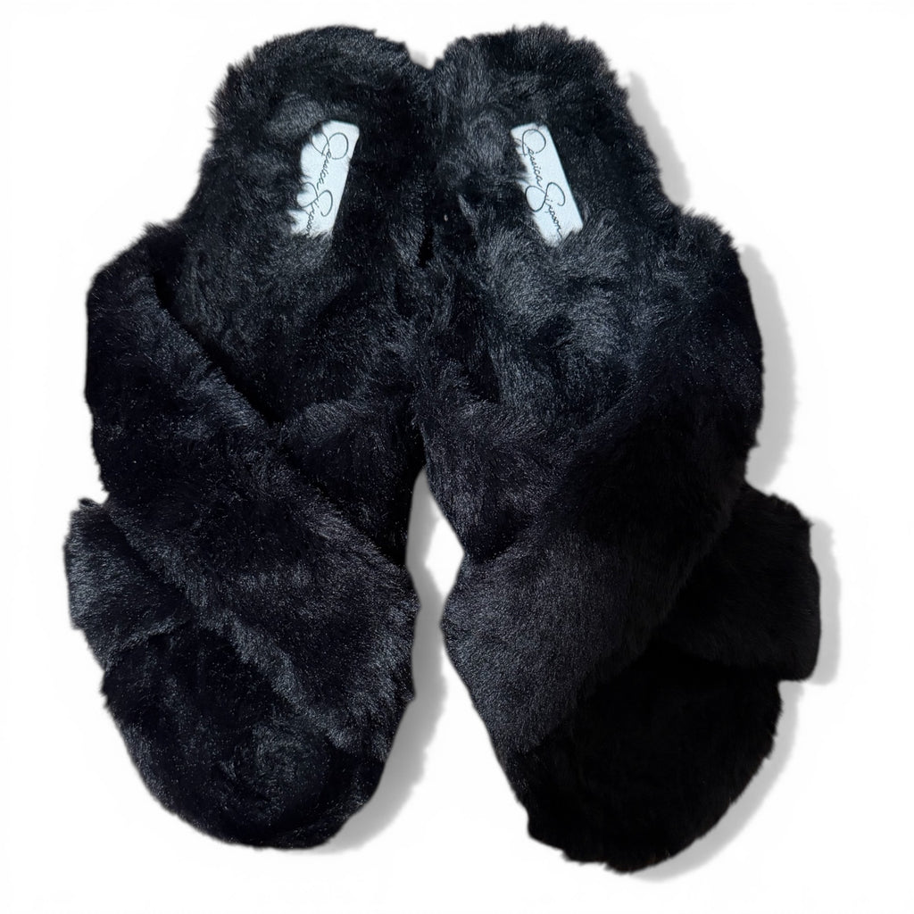 Jessica Simpson Plush Cross Band Platform Slide Slippers Size 10