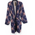 NWT Morgan Lane X Fab Fit Fun Satin Navy Blue Floral Robe, Lightweight Size L