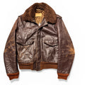 Mens Brown Leather Army Vintage Bomber Size S-M