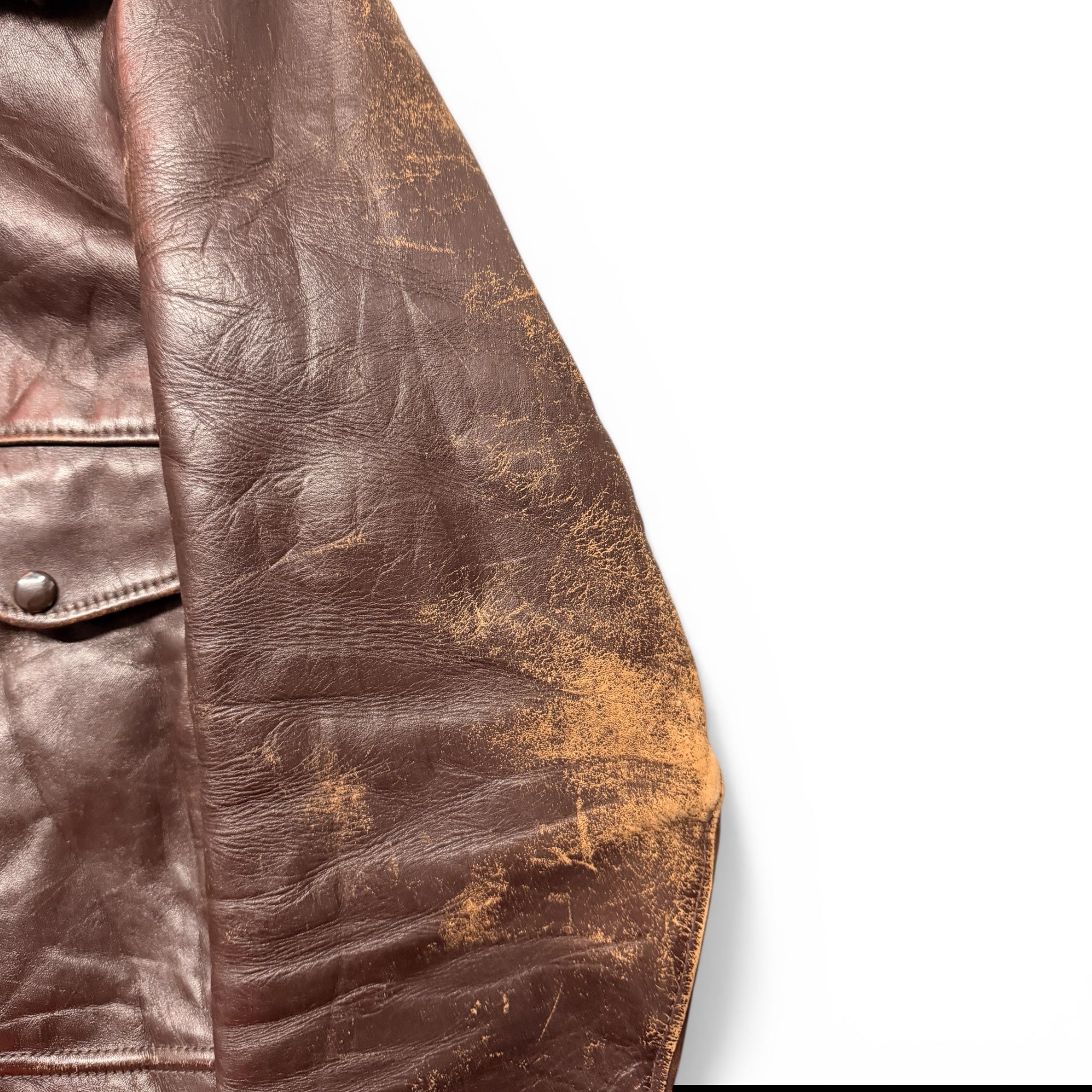 Mens Brown Leather Army Vintage Bomber Size S-M