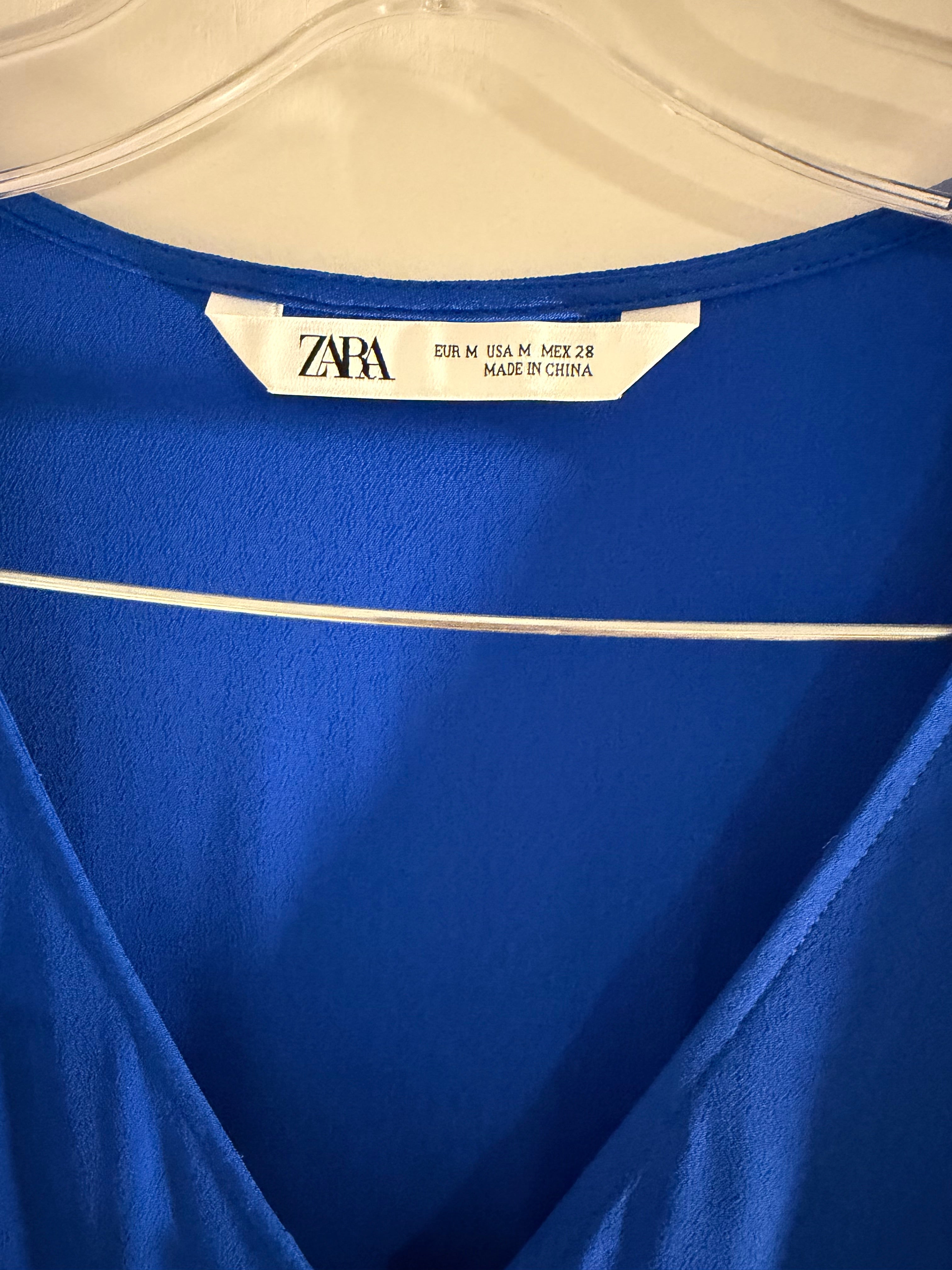 Zara Royal Blue Pleated Mini Dress Size M